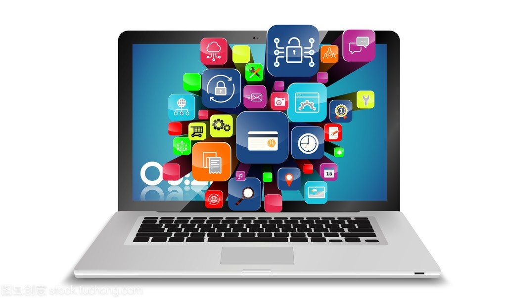 翱翔于數(shù)字云端 飛行應(yīng)用圖標(biāo)與筆記本電腦的3D革命